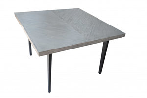 54" X 54" X 36" Black Acacia Top Metal Square Counter Height Dining Table