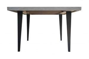 54" X 54" X 36" Black Acacia Top Metal Square Counter Height Dining Table