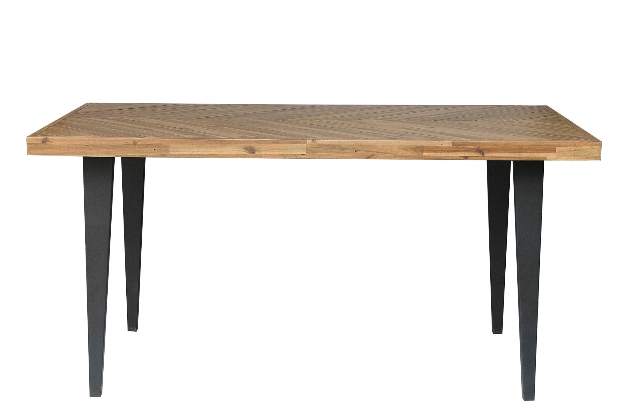 38" X 72" X 36" Natural Acacia Wood Metal Rectangle Counter Height Dining Table