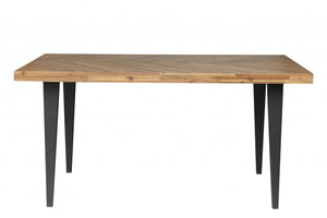 38" X 72" X 36" Natural Acacia Wood Metal Rectangle Counter Height Dining Table