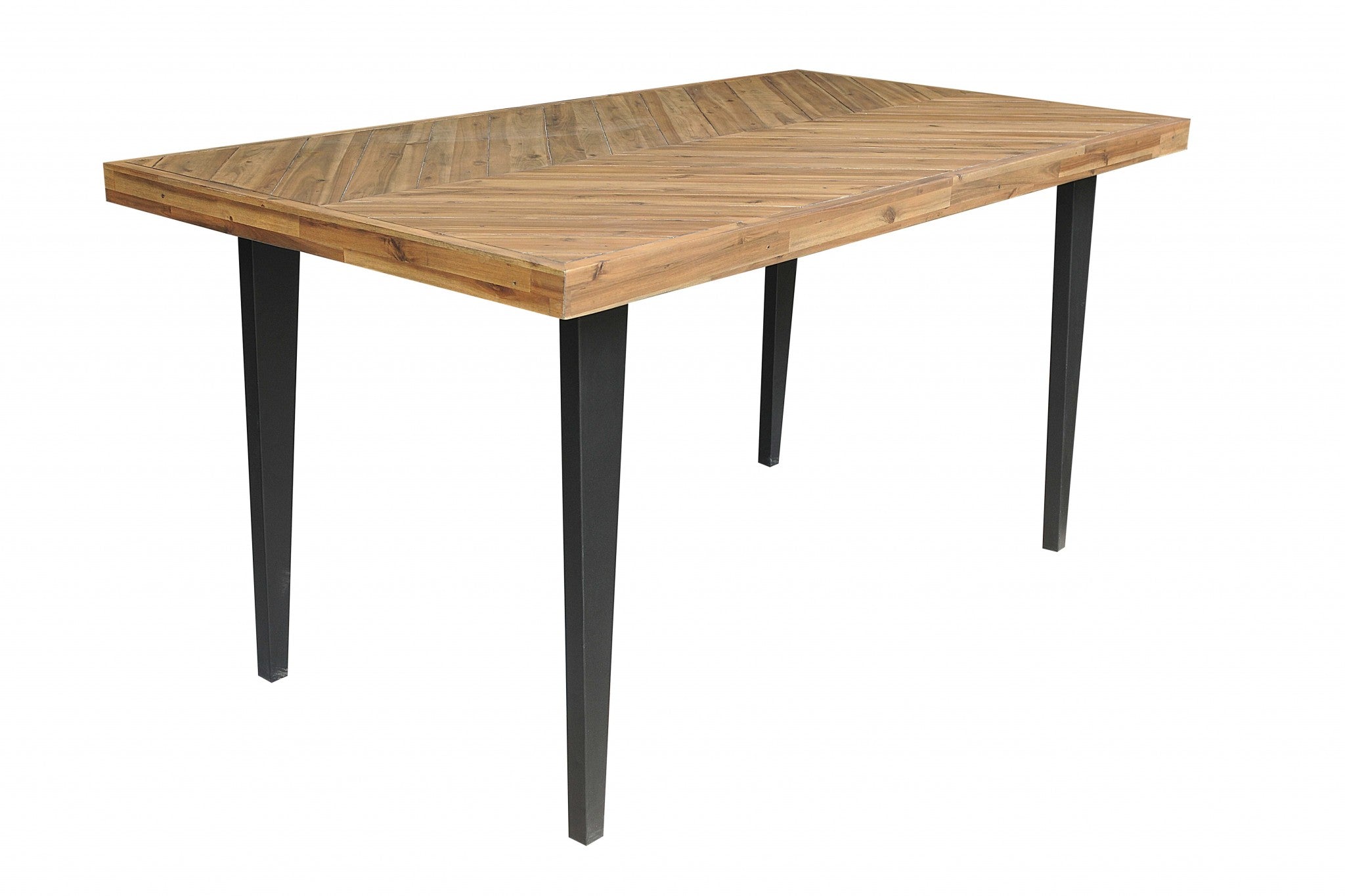 38" X 72" X 36" Natural Acacia Wood Metal Rectangle Counter Height Dining Table