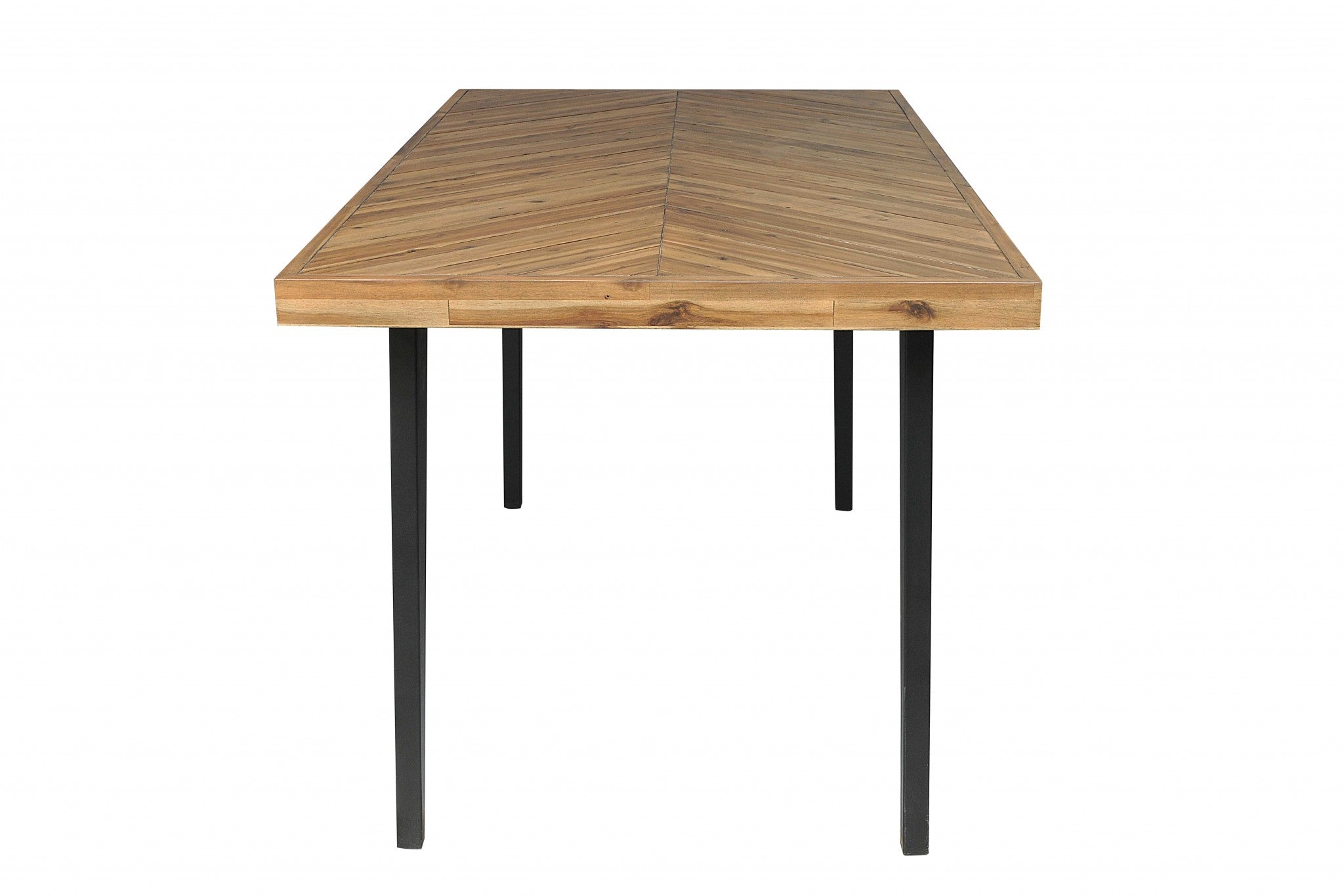 38" X 72" X 36" Natural Acacia Wood Metal Rectangle Counter Height Dining Table