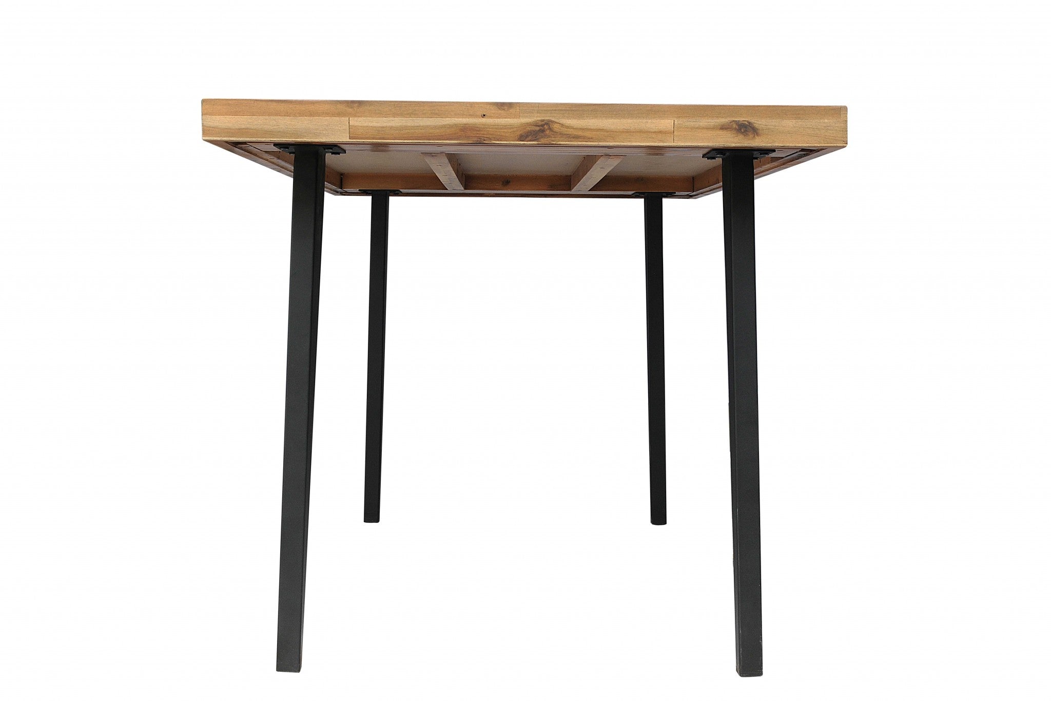 38" X 72" X 36" Natural Acacia Wood Metal Rectangle Counter Height Dining Table