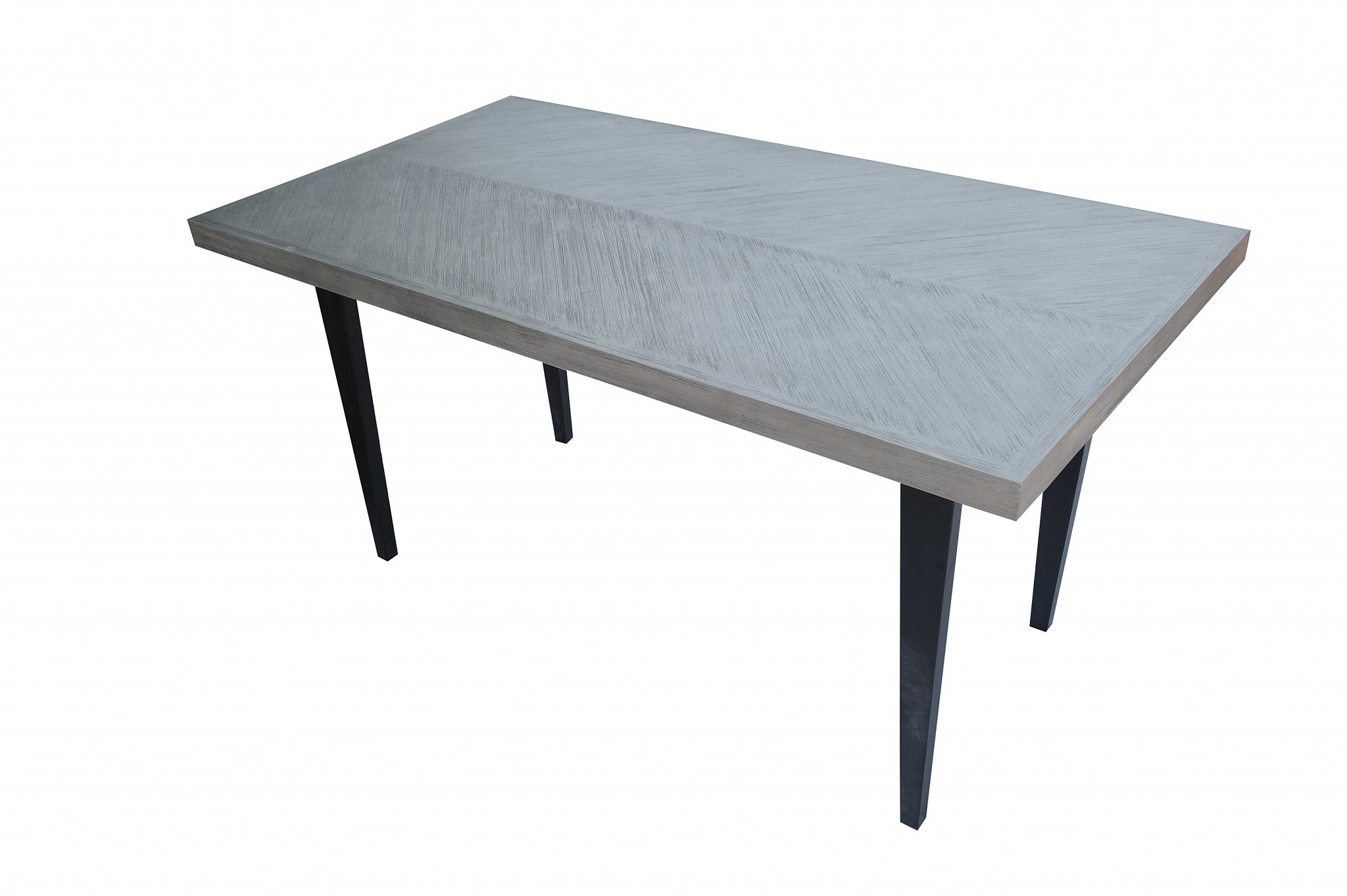 38" X 72" X 36" Black Acacia Top Metal Rectangle Counter Height Dining Table