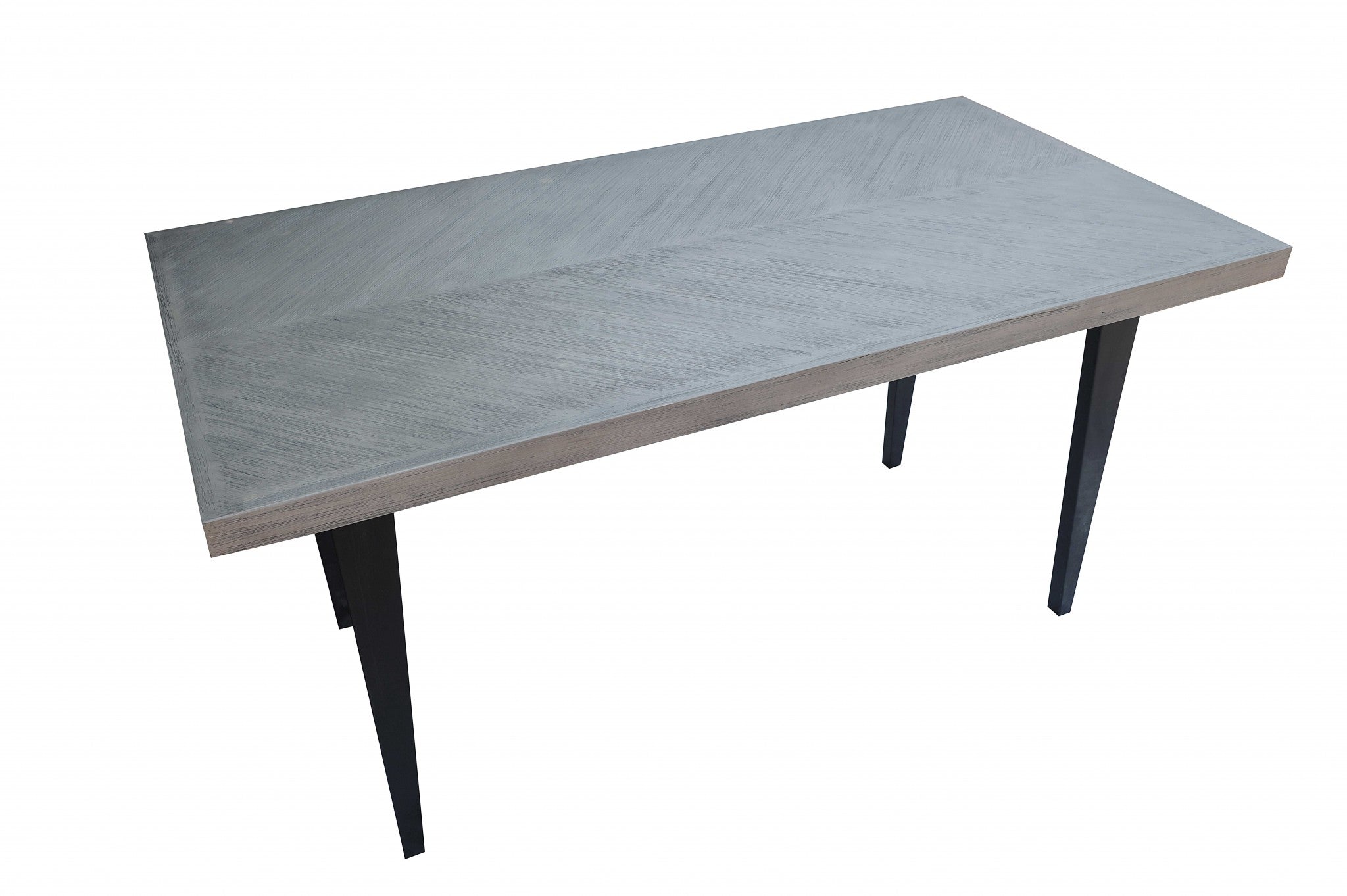 38" X 72" X 36" Black Acacia Top Metal Rectangle Counter Height Dining Table