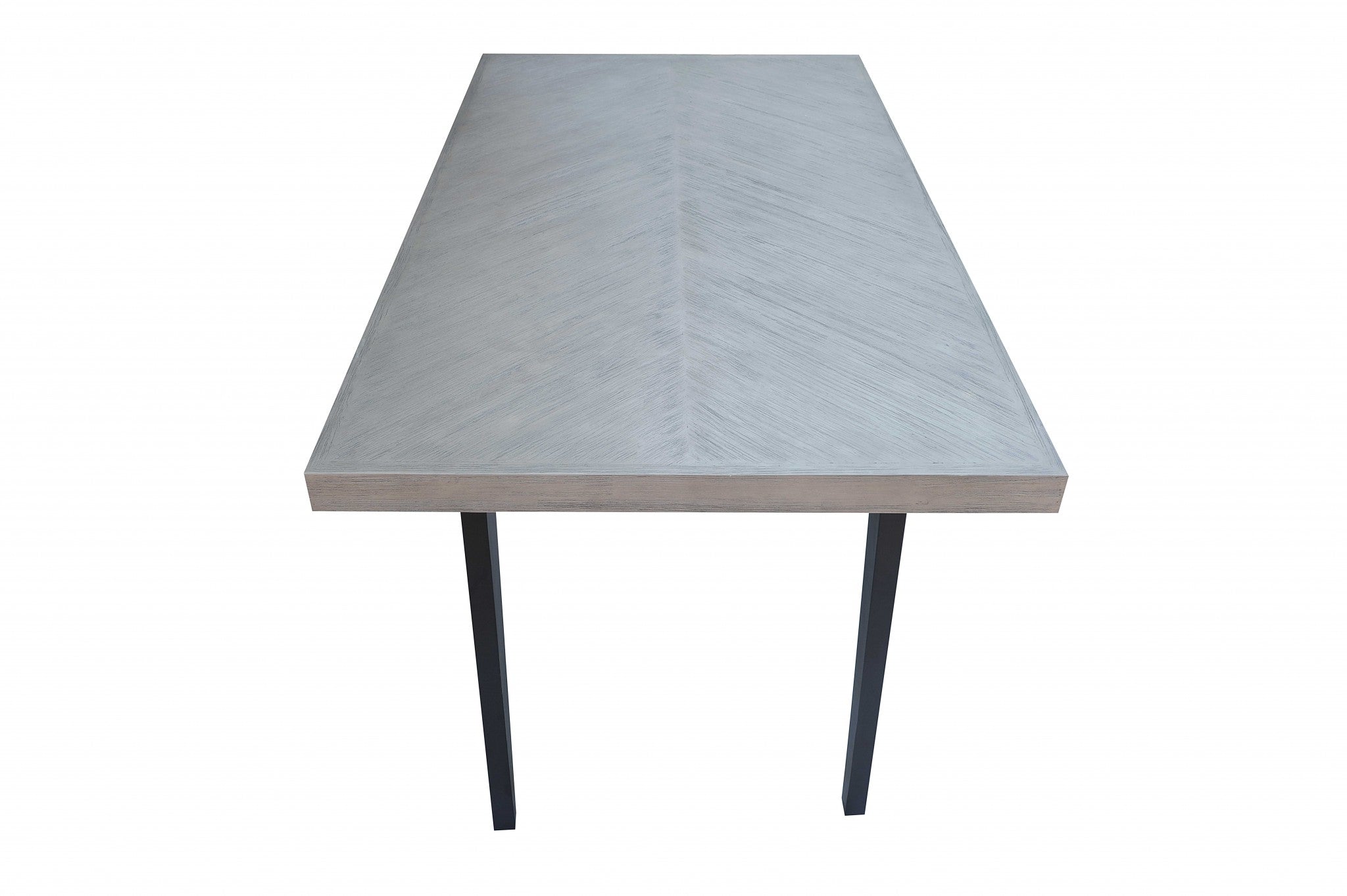38" X 72" X 36" Black Acacia Top Metal Rectangle Counter Height Dining Table