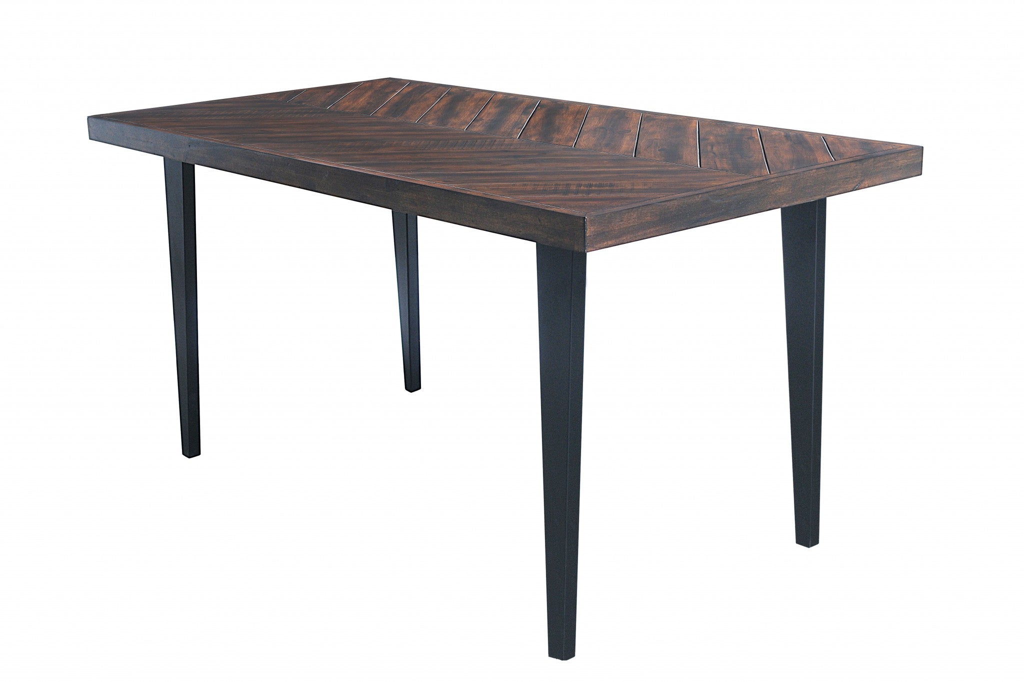38" X 72" X 36" Tobacco Acacia Wood Metal Rectangle Counter Height Dining Table