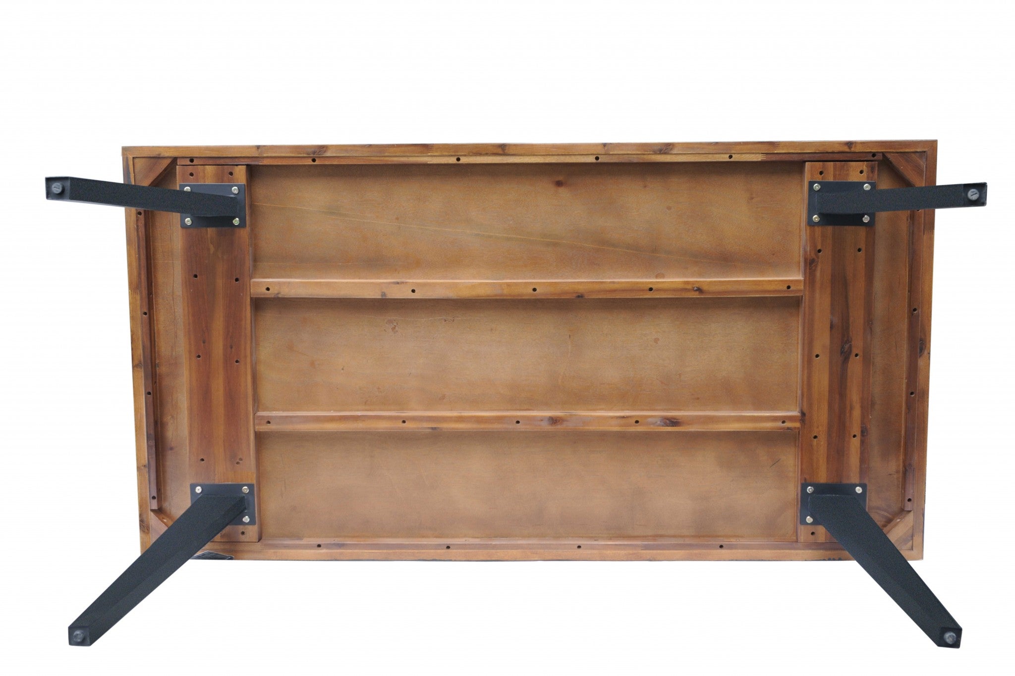 38" X 72" X 36" Tobacco Acacia Wood Metal Rectangle Counter Height Dining Table
