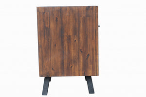 22" X 17" X 26" Black Acacia Wood Tobacco Finish Metal Nightstand