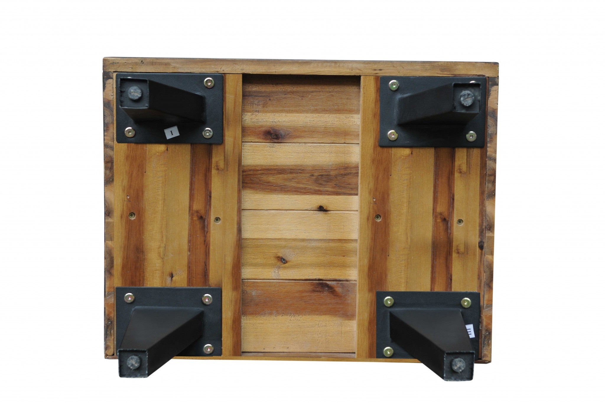 22" X 17" X 26" Black Acacia Wood Tobacco Finish Metal Nightstand