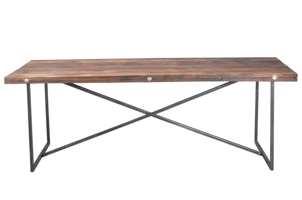 35" X 64" X 29" Black Recycled Reclaimed Wood Dining Table