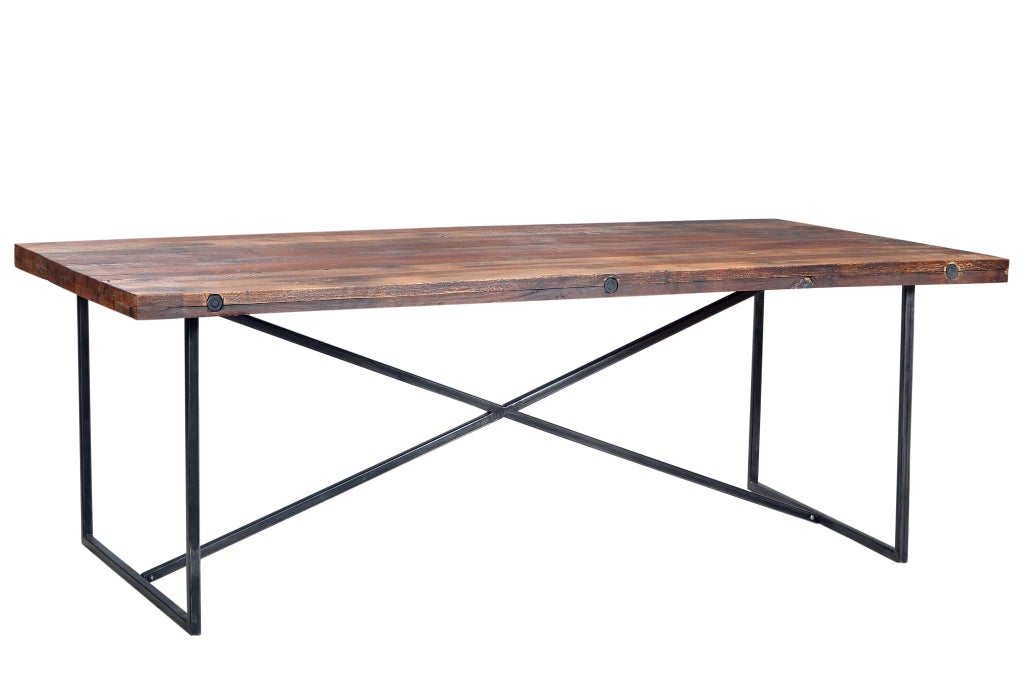 35" X 64" X 29" Black Recycled Reclaimed Wood Dining Table