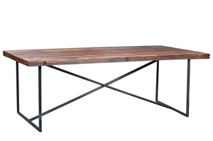 35" X 64" X 29" Black Recycled Reclaimed Wood Dining Table