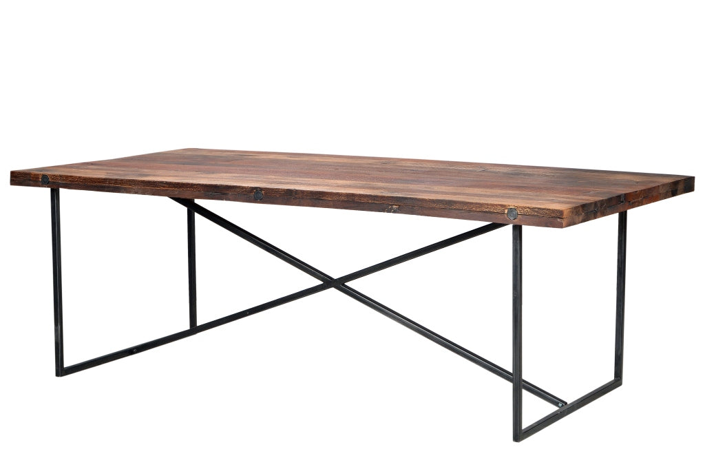 35" X 64" X 29" Black Recycled Reclaimed Wood Dining Table