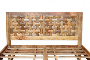 62" X 82" X 42" Honey Wood Queen Size Bed