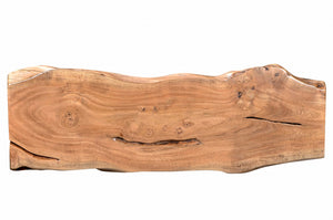 14" X 48" X 32" Natural Acacia Wood Iron Metal Console