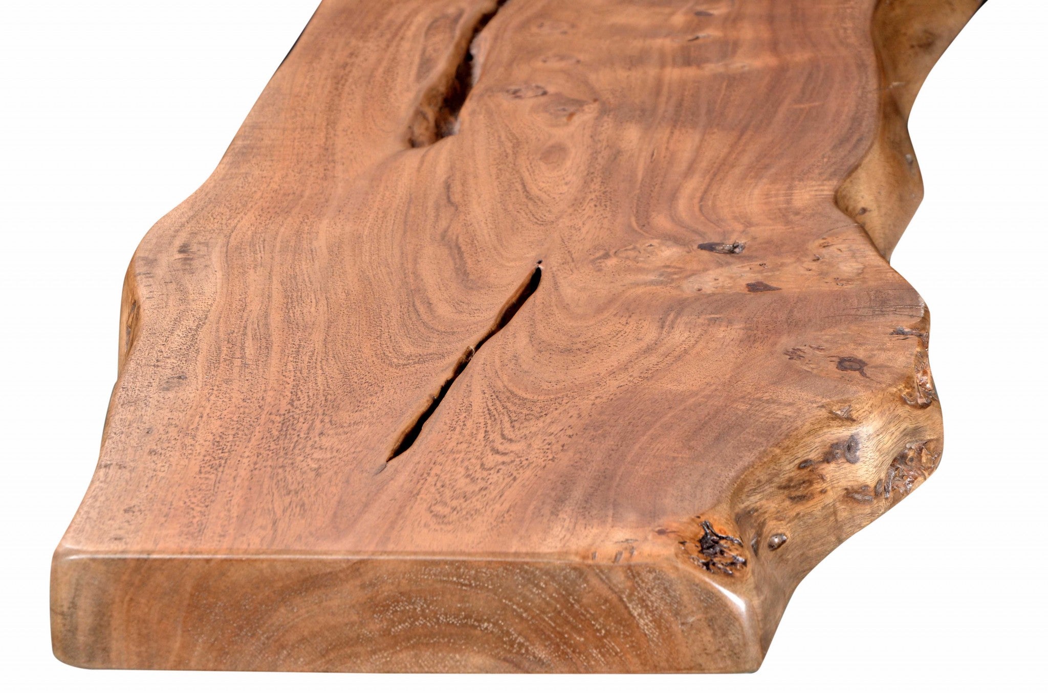 14" X 48" X 32" Natural Acacia Wood Iron Metal Console