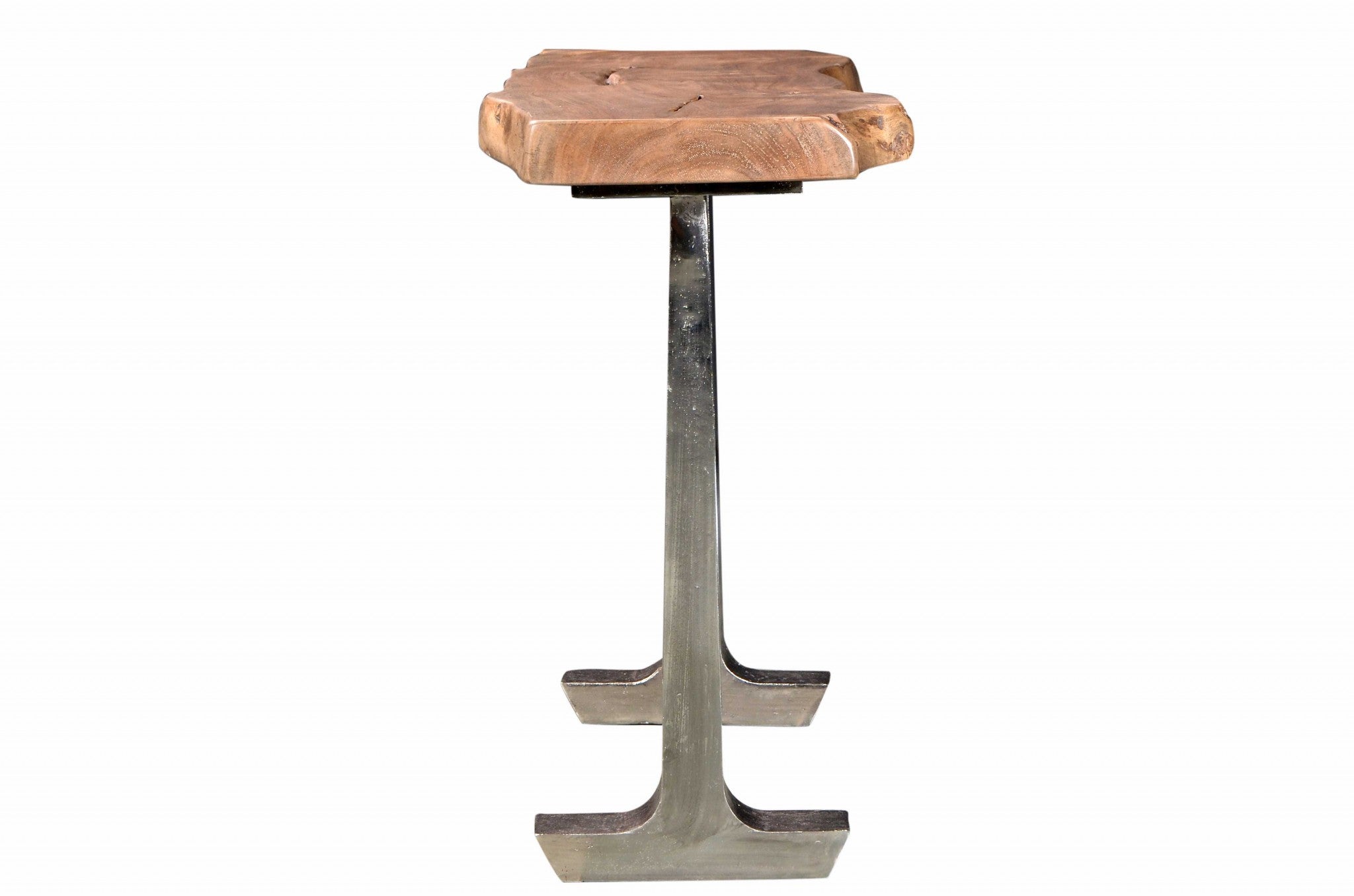 14" X 48" X 32" Natural Acacia Wood Iron Metal Console