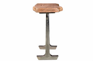 14" X 48" X 32" Natural Acacia Wood Iron Metal Console
