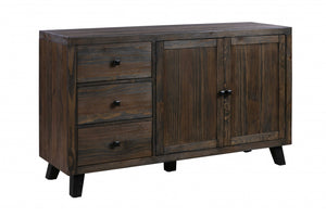 18" X 60" X 35" Brown Pine Wood And Mdf Buffet