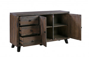 18" X 60" X 35" Brown Pine Wood And Mdf Buffet