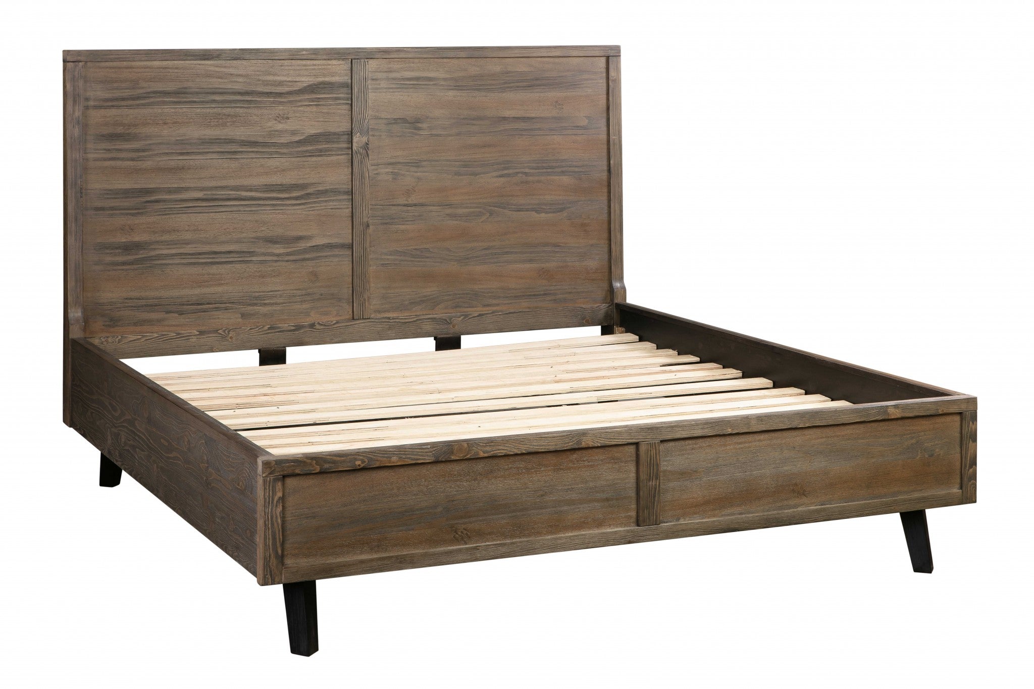 75" X 87" X 58" Brown Pine Wood King Bed