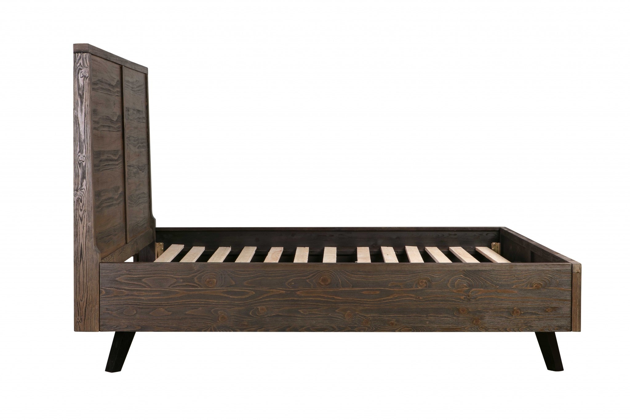75" X 87" X 58" Brown Pine Wood King Bed
