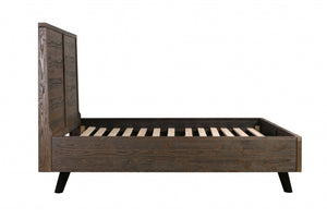 75" X 87" X 58" Brown Pine Wood King Bed
