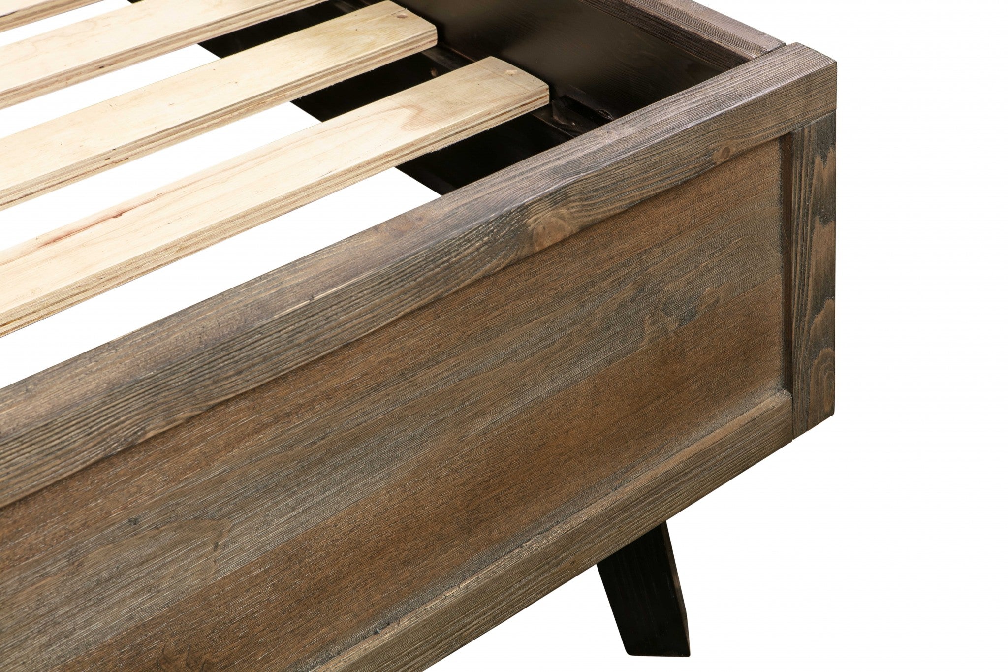 75" X 87" X 58" Brown Pine Wood King Bed