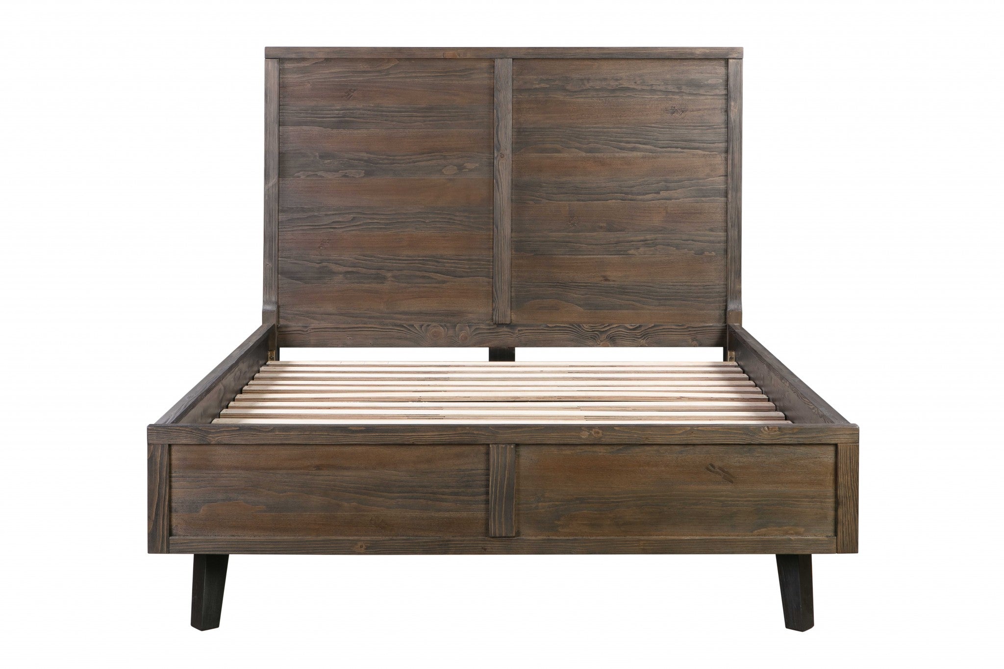 64" X 86" X 58" Brown Pine Wood Queen Bed