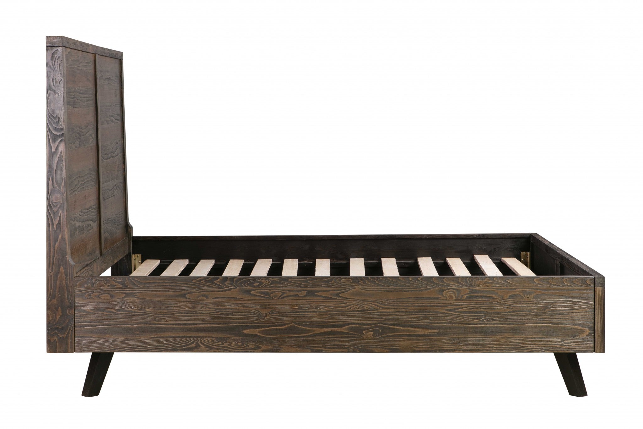 64" X 86" X 58" Brown Pine Wood Queen Bed
