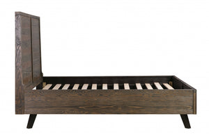 64" X 86" X 58" Brown Pine Wood Queen Bed