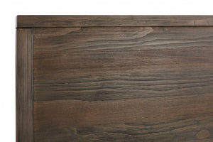 64" X 86" X 58" Brown Pine Wood Queen Bed