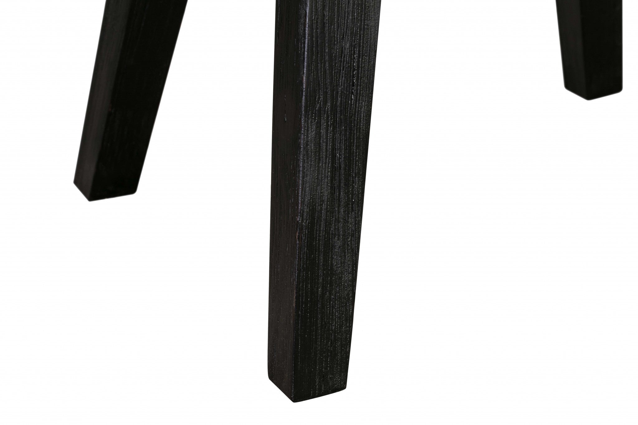 Solid Brown Pine Wood Side Table with Black-Finished Base