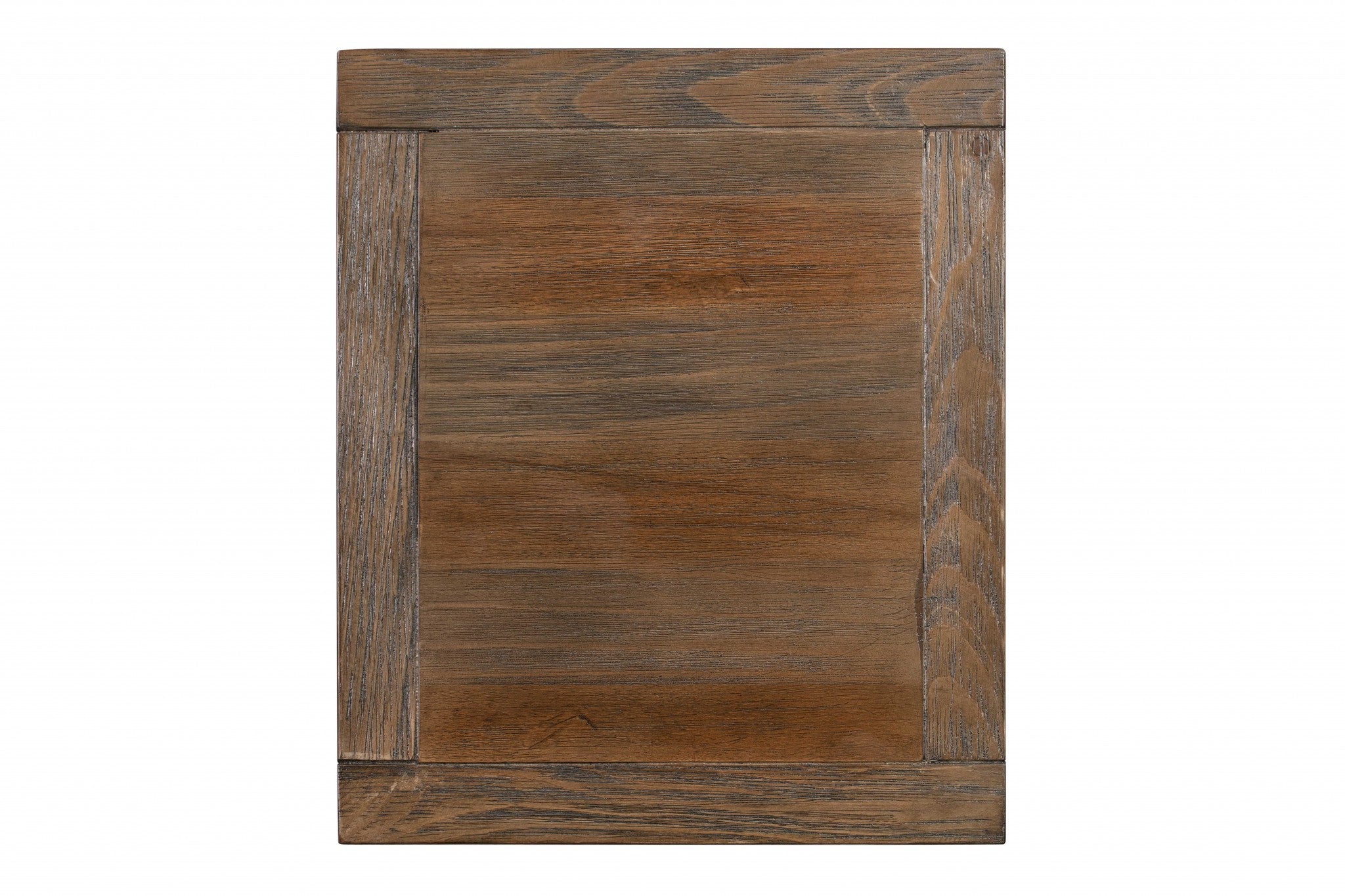 Solid Brown Pine Wood Side Table with Black-Finished Base