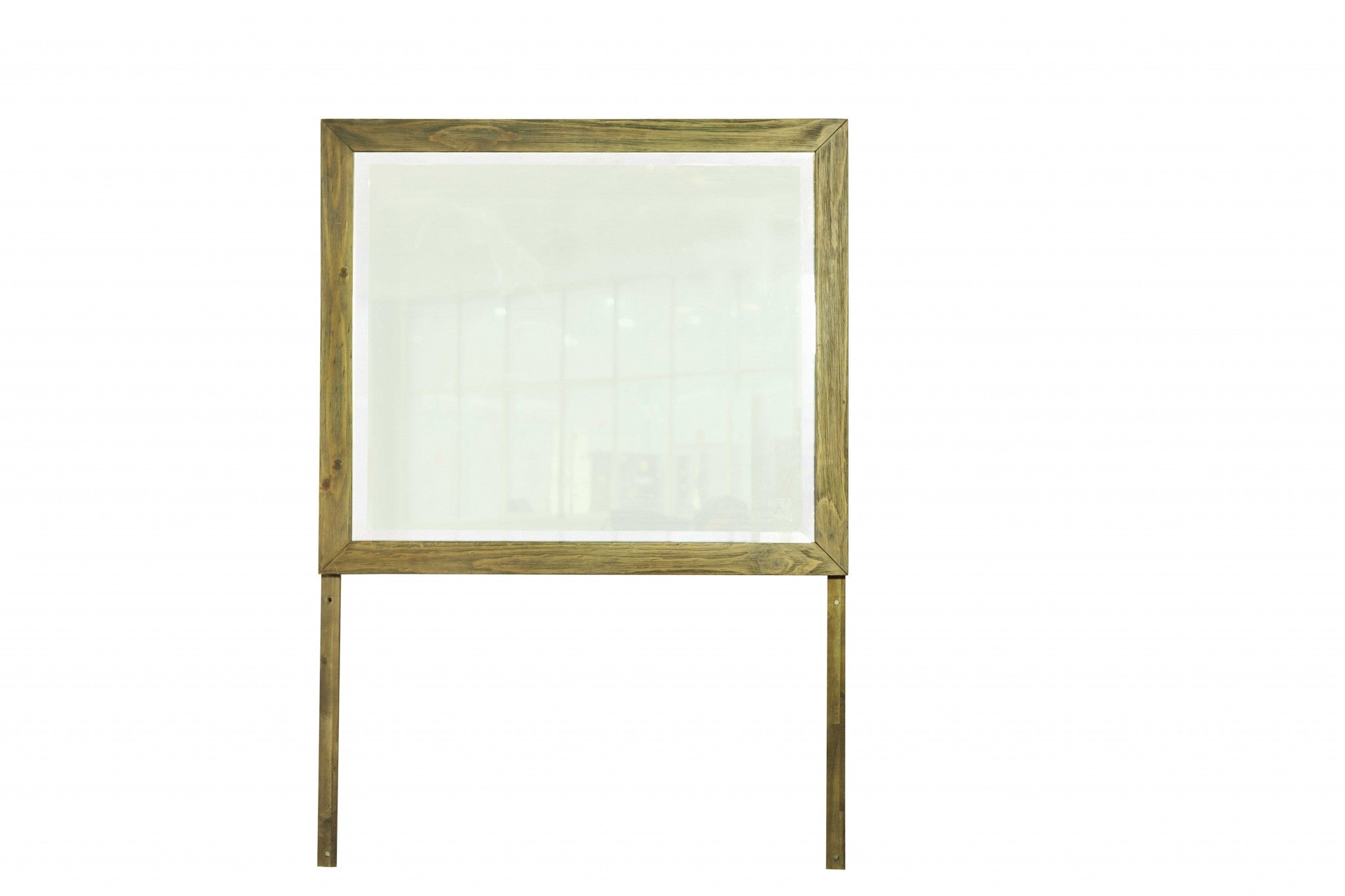 1" X 44" X 38" Natural Pine Wood Rectangular Mirror