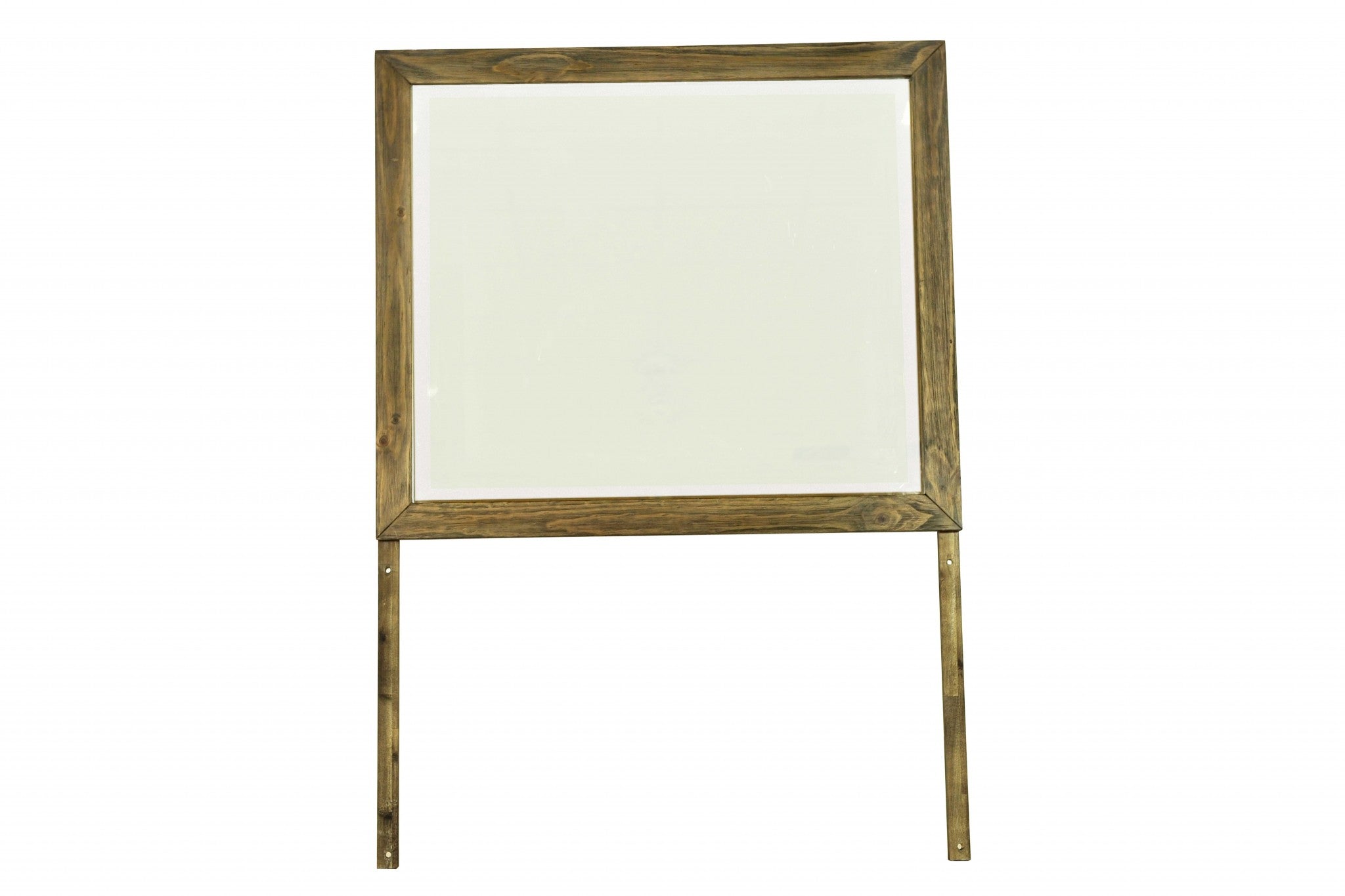 1" X 44" X 38" Natural Pine Wood Rectangular Mirror