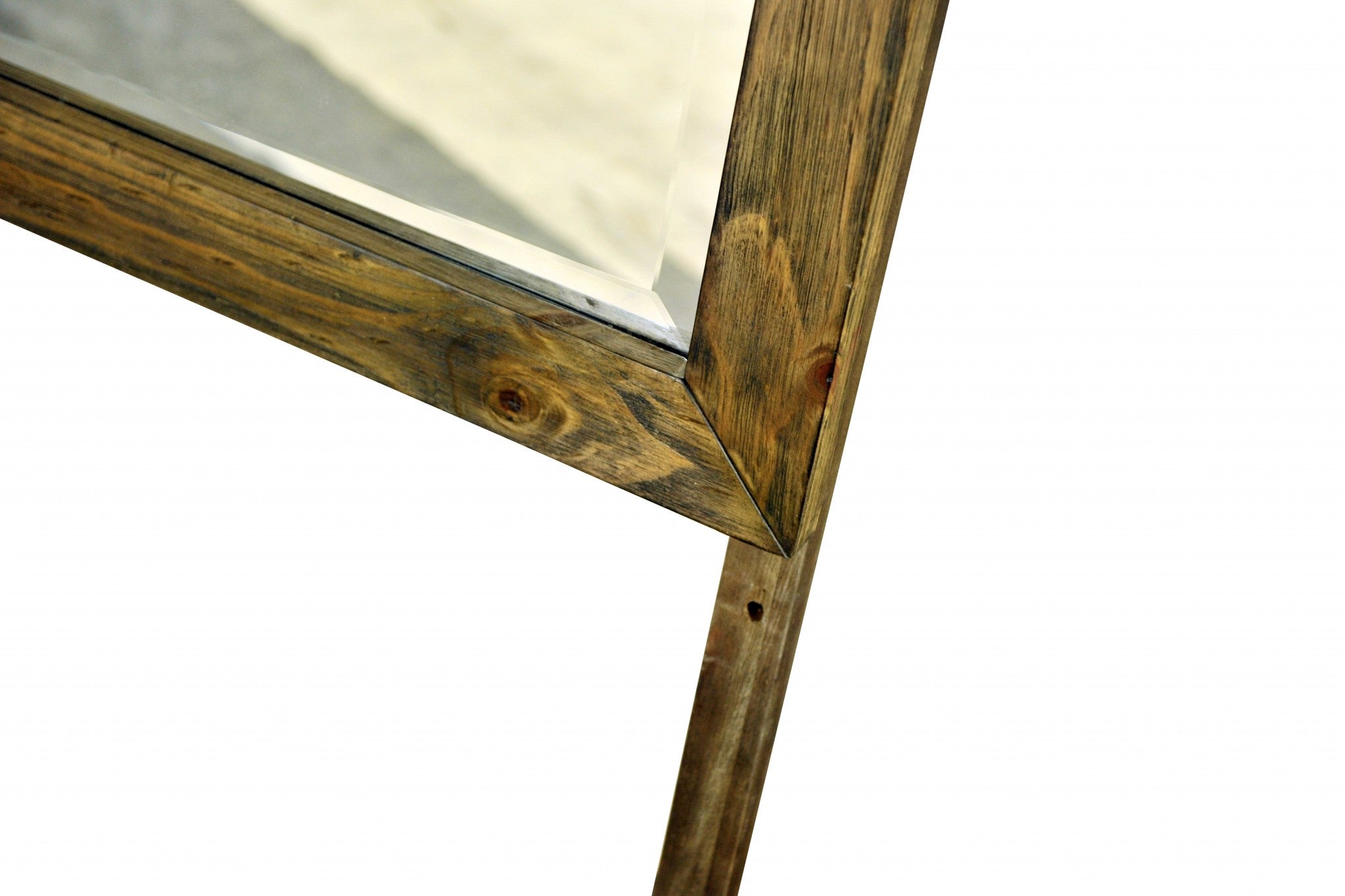 1" X 44" X 38" Natural Pine Wood Rectangular Mirror