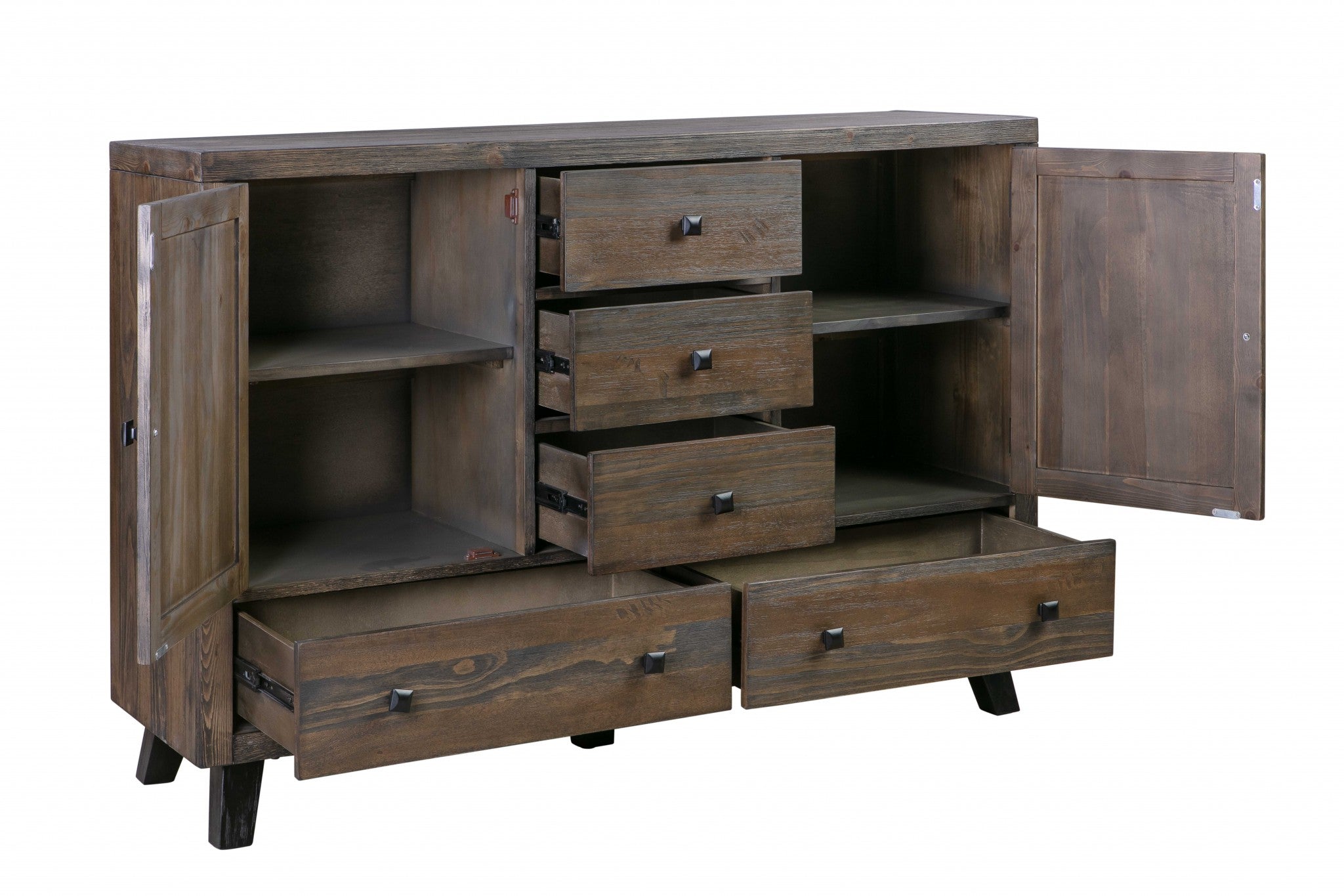 17" X 60" X 41" Brown Pine Wood And Mdf Dresser