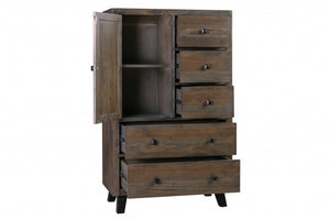 18" X 35" X 57" Brown Pine Wood And Mdf Chest