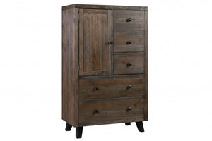 18" X 35" X 57" Brown Pine Wood And Mdf Chest