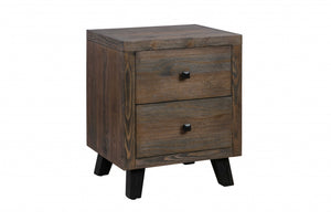 Brown Pine Wood Nightstand