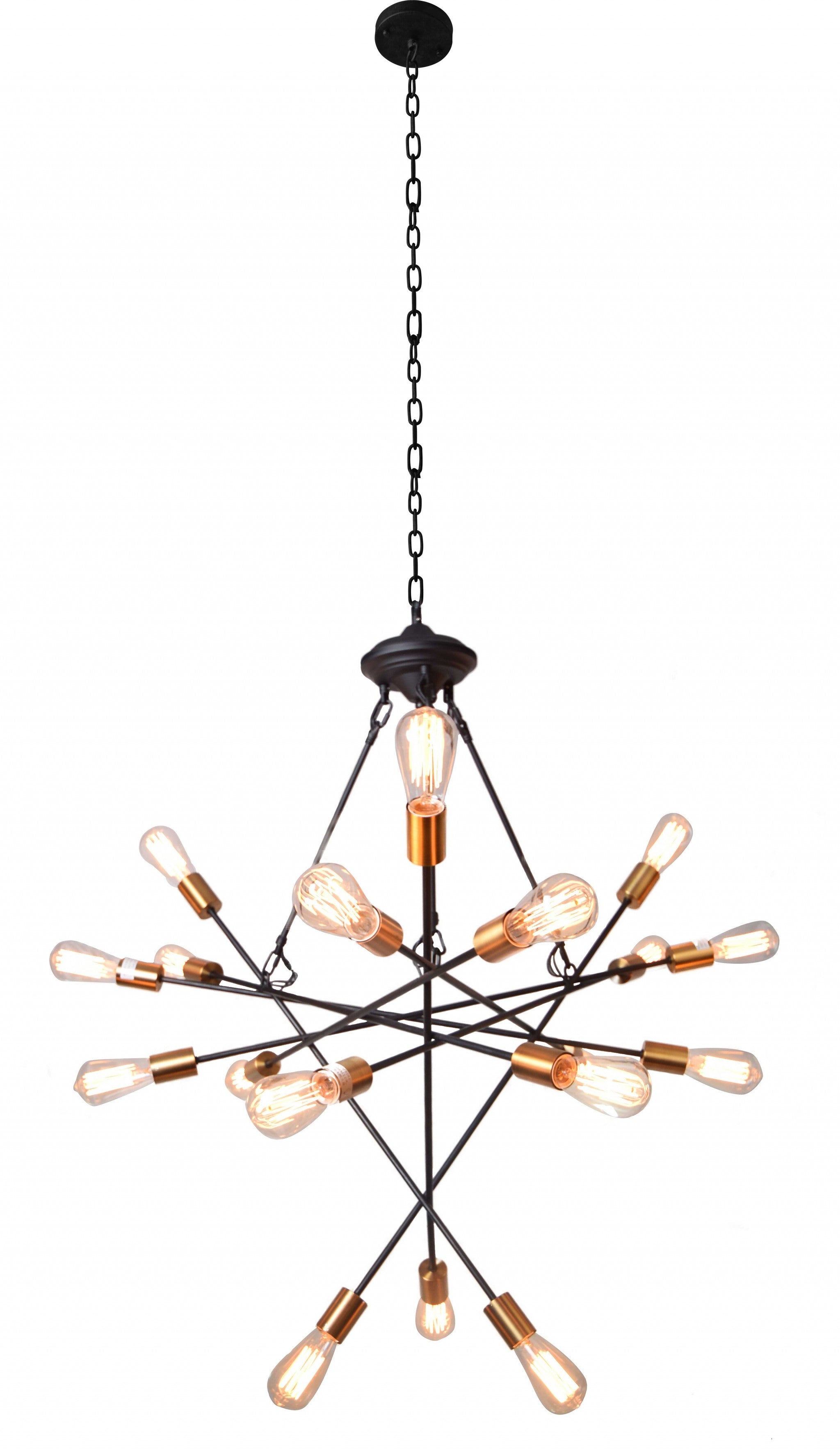 36" X 36" X 40" Black Metal Pendant Lamp
