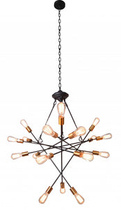 36" X 36" X 40" Black Metal Pendant Lamp