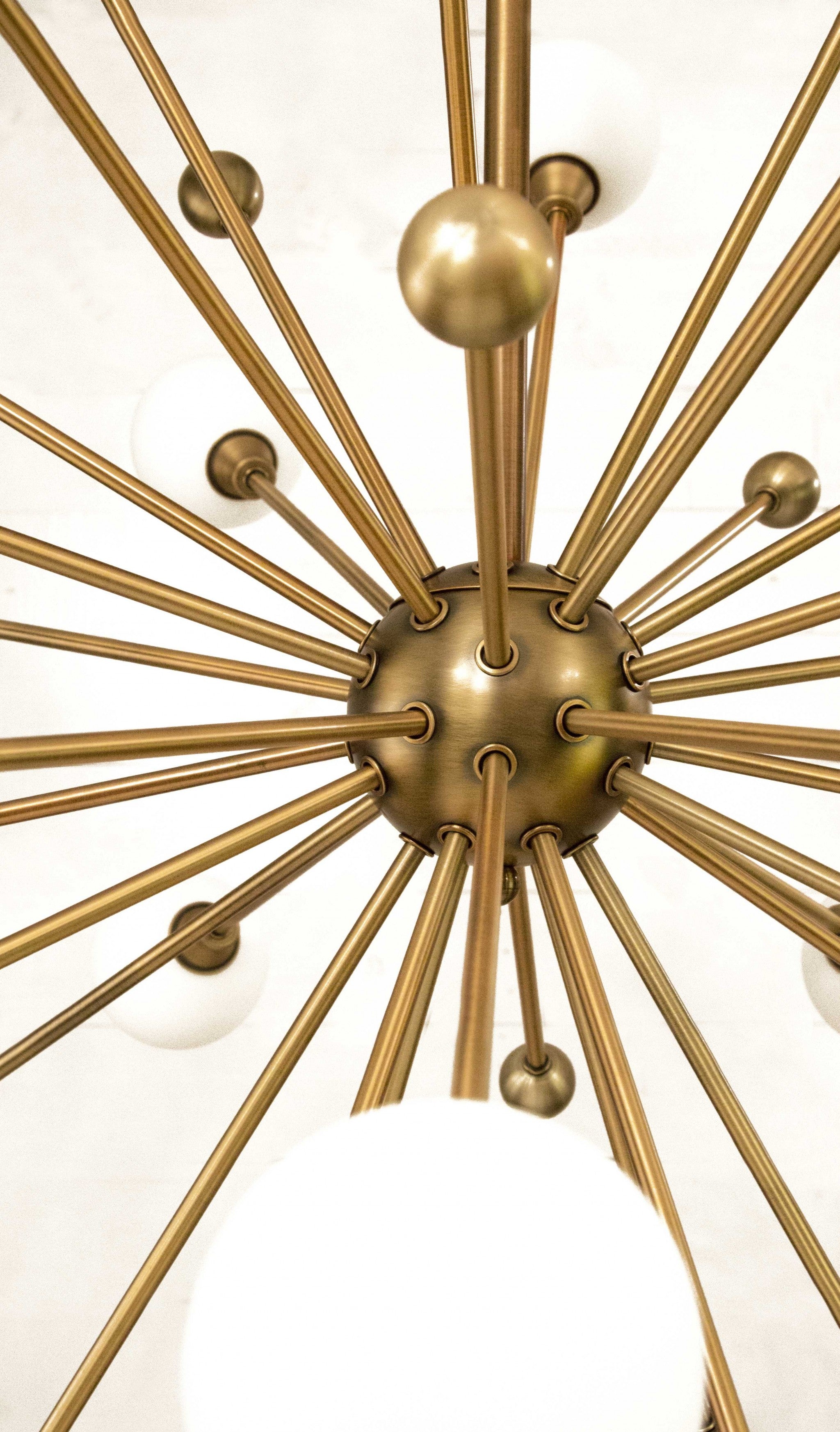 37" X 37" X 39" Brass Metal Glass Rope Chandelier