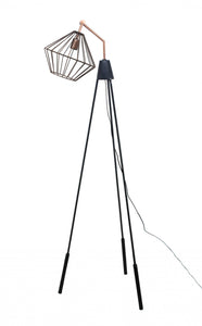 12" X 29" X 67" Antique Copper Matte Black Iron Copper Floor Lamp