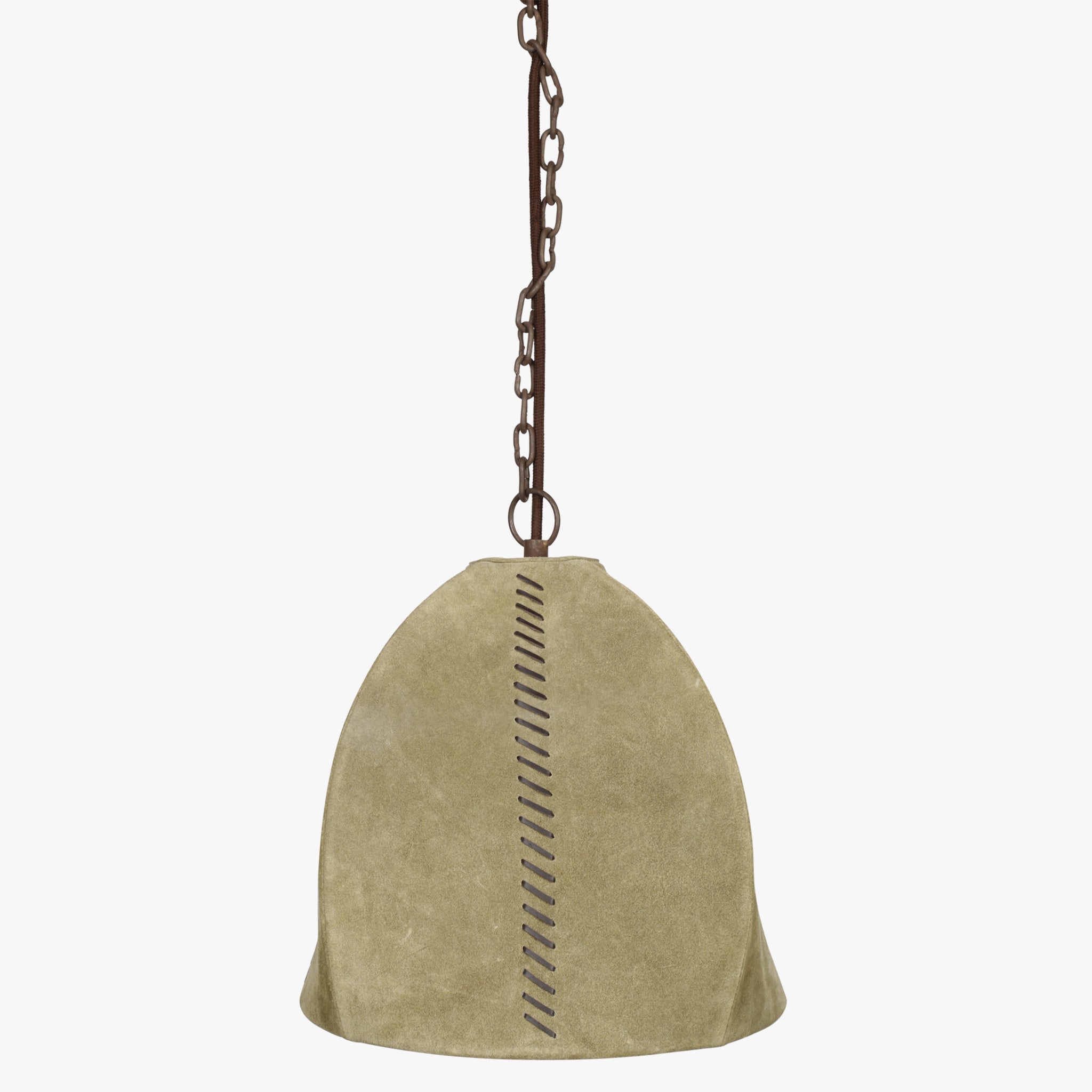 11" X 11" X 11" Brown Iron Leather Pendant Lamp