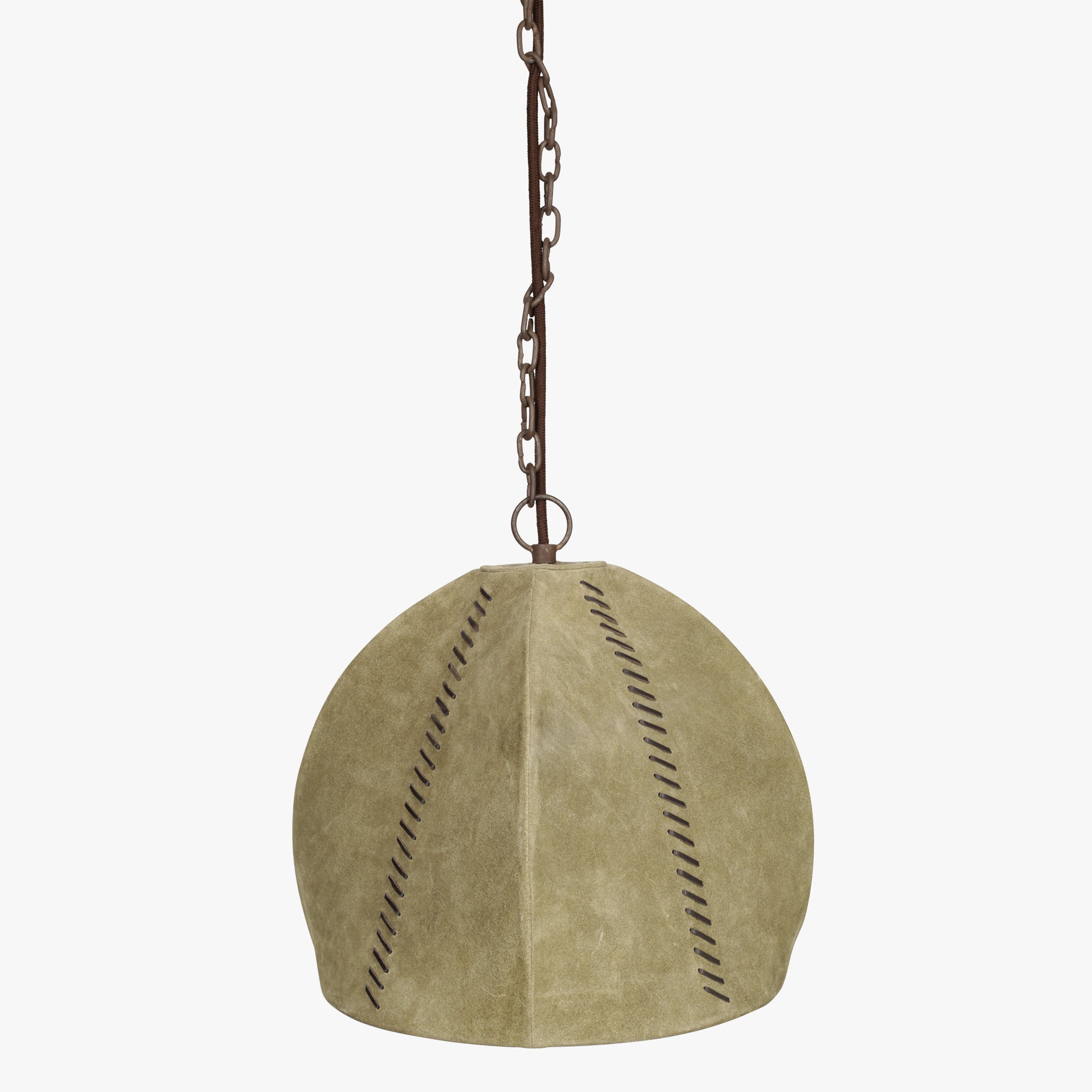 11" X 11" X 11" Brown Iron Leather Pendant Lamp