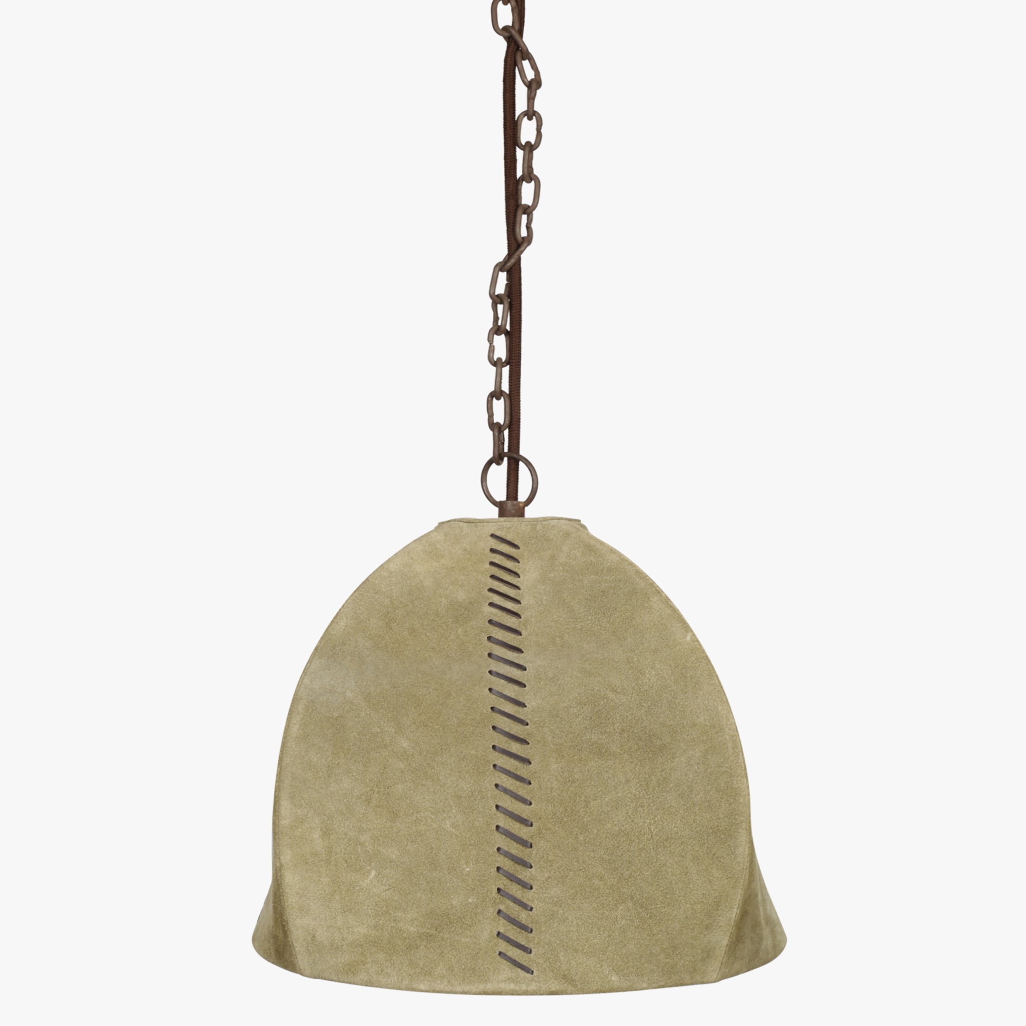 14" X 14" X 13" Brown Iron Leather Pendant Lamp