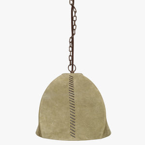 14" X 14" X 13" Brown Iron Leather Pendant Lamp